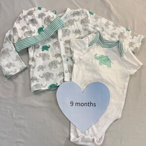 Offspring - 3 piece Elephant design  set. Size 9 months